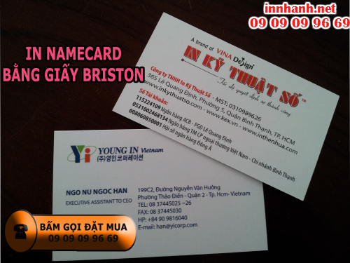 Bấm gọi đặt in name card bằng giấy briston tại Cty TNHH In Kỹ Thuật Số - Digital Printing